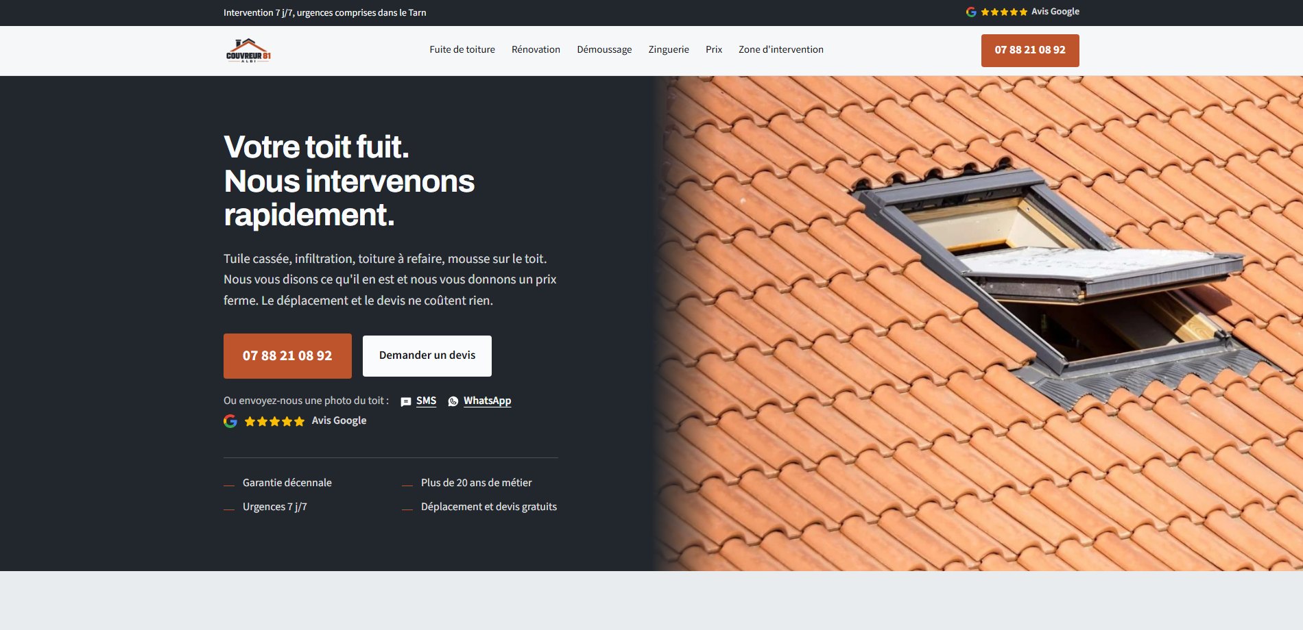 Site internet réalisé pour Couvreur 81