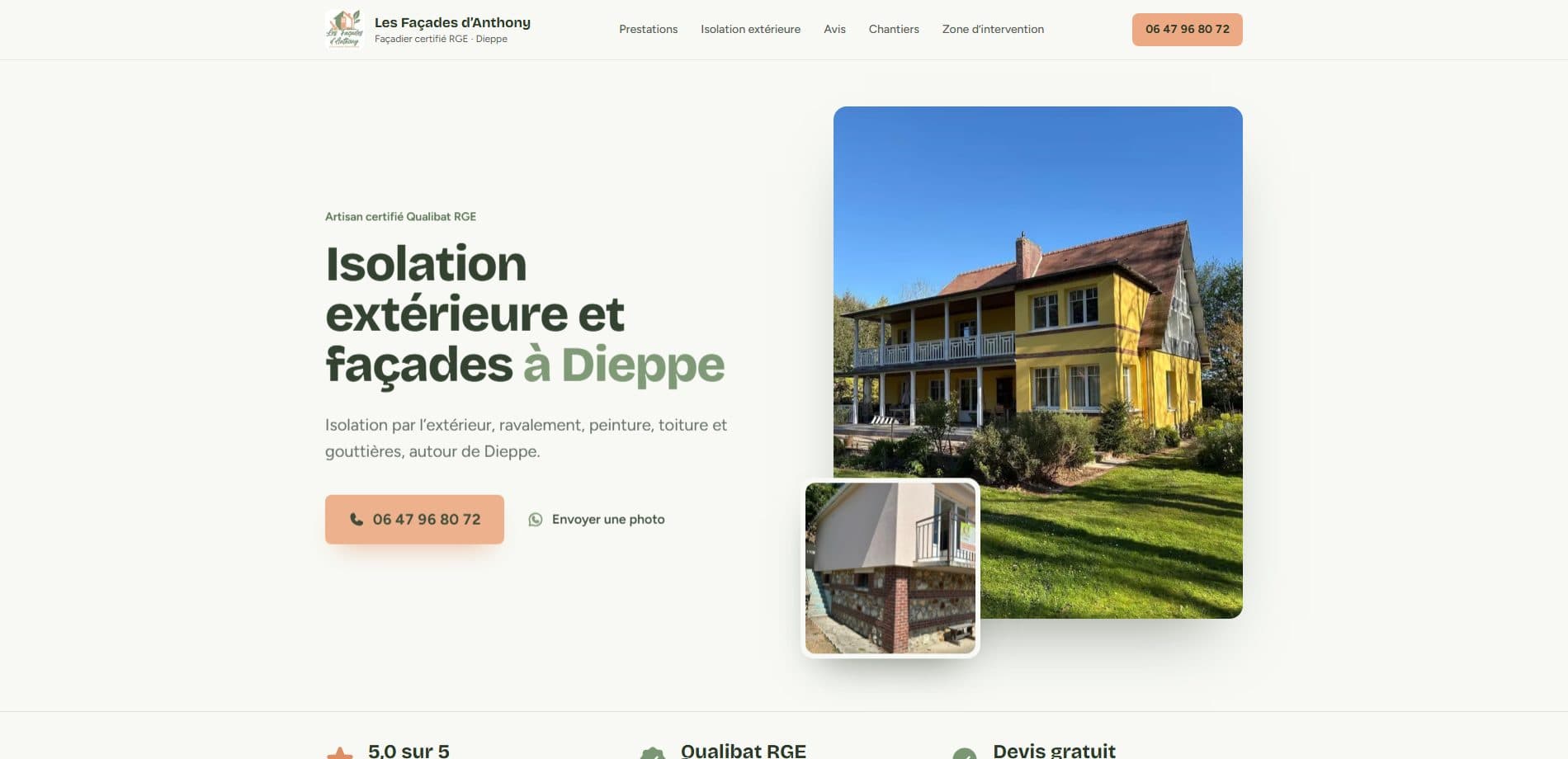 Site internet réalisé pour Les Façades d'Anthony