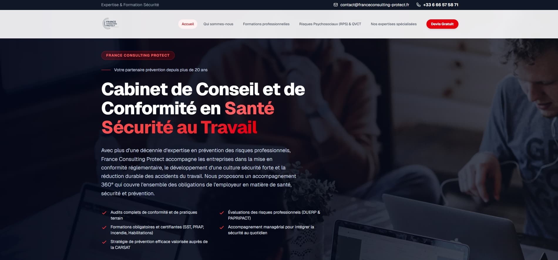 Site internet réalisé pour France Consulting Protect
