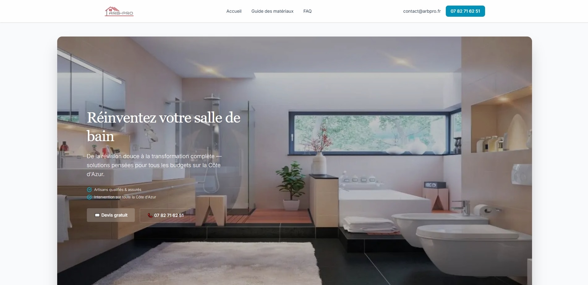 Site internet réalisé pour Rénovation Salle de Bain Azur
