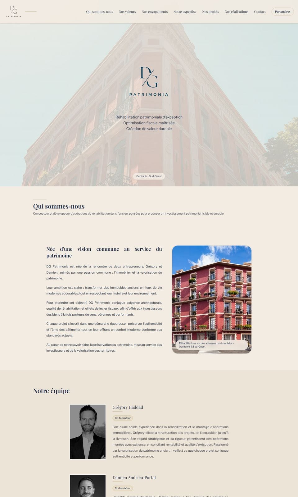 Site internet réalisé pour DG Patrimonia