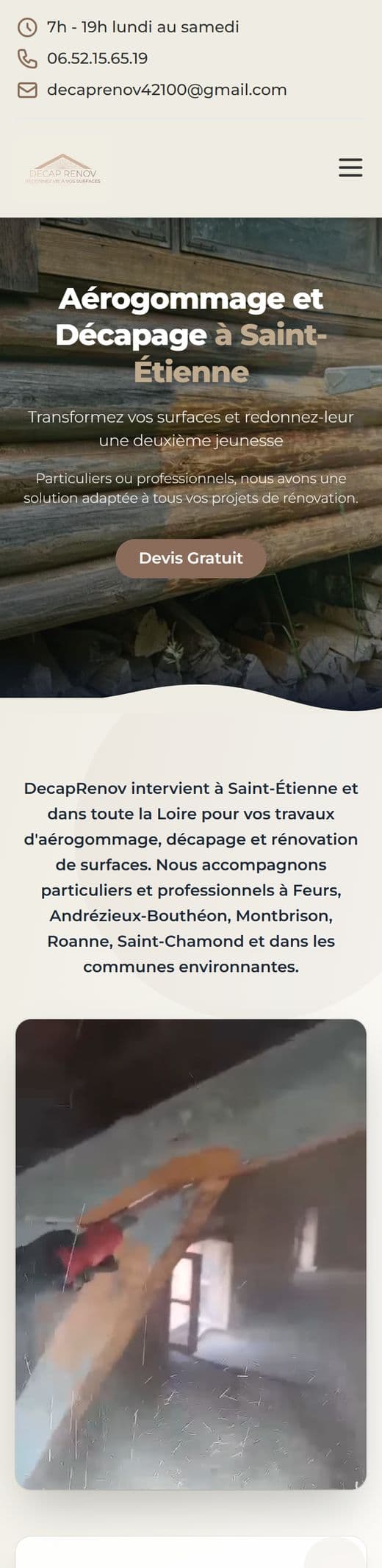 Le même site sur téléphone