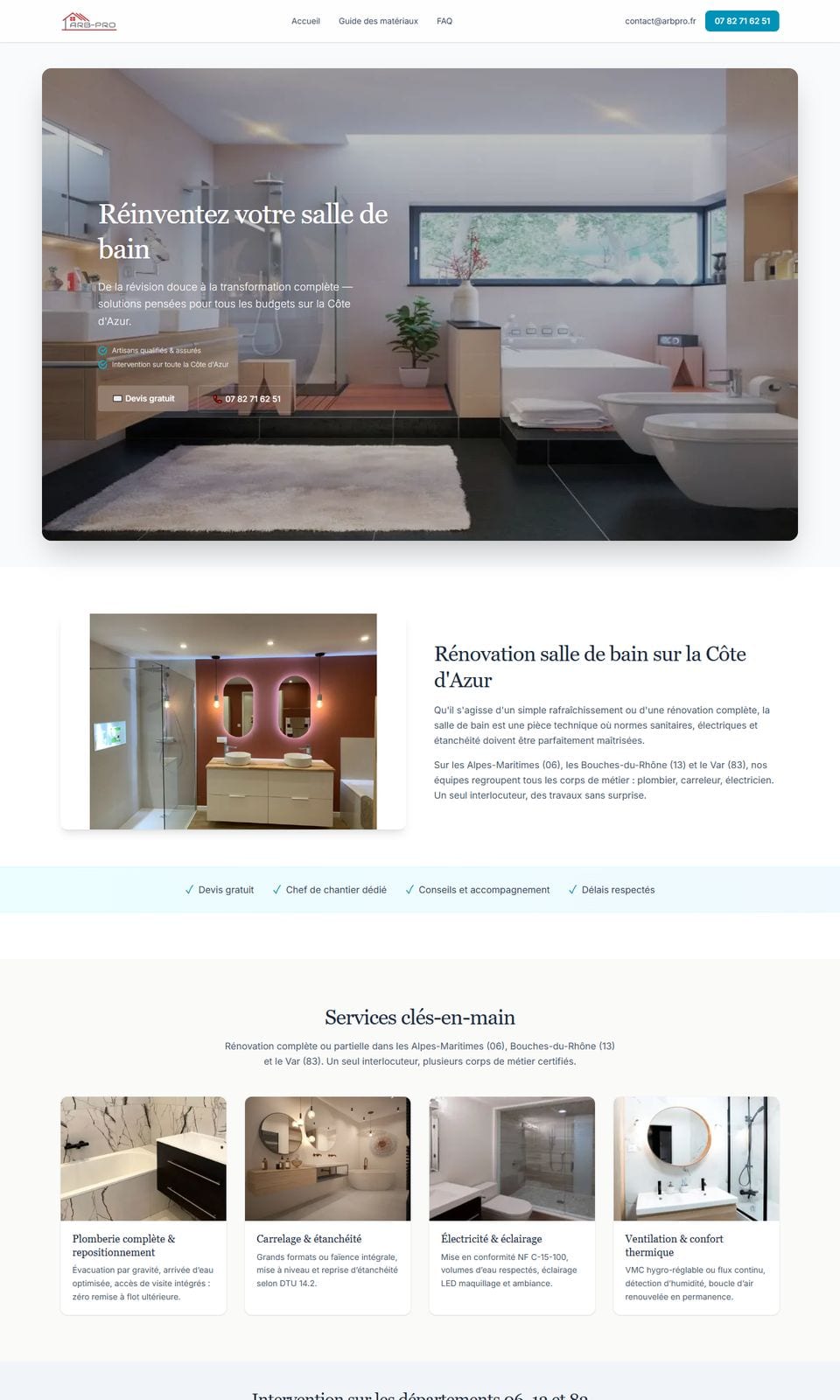 Site internet réalisé pour Rénovation Salle de Bain Azur