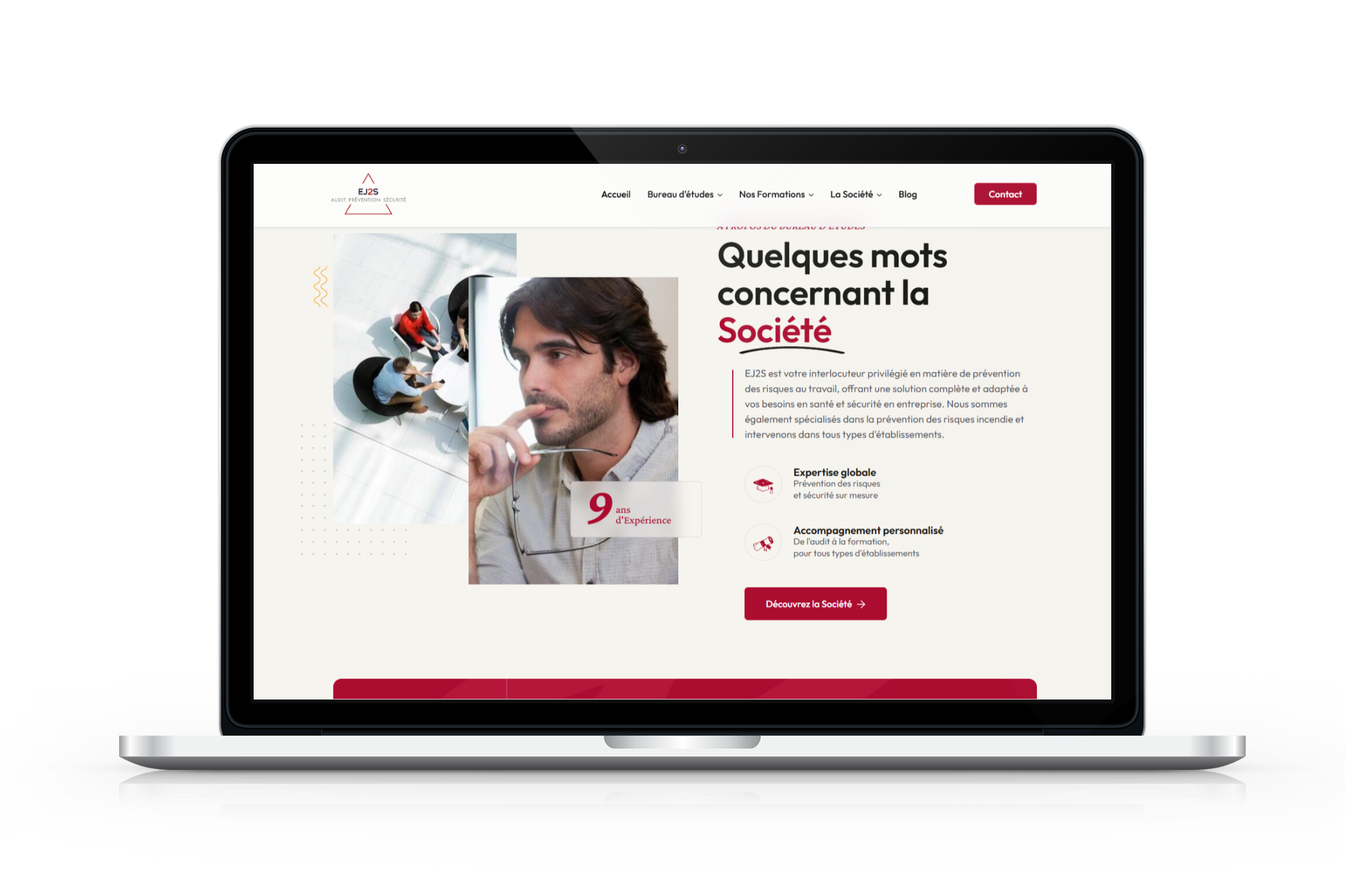 A computer screen showing a website mockup