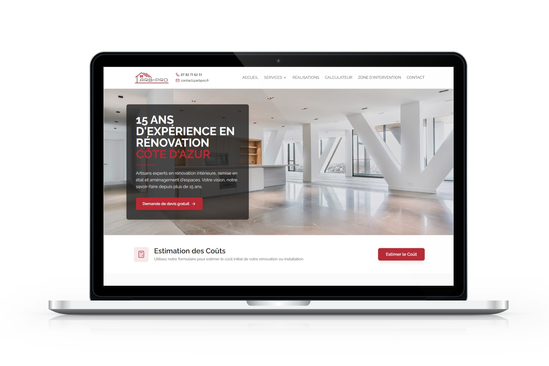 A computer screen showing a website mockup
