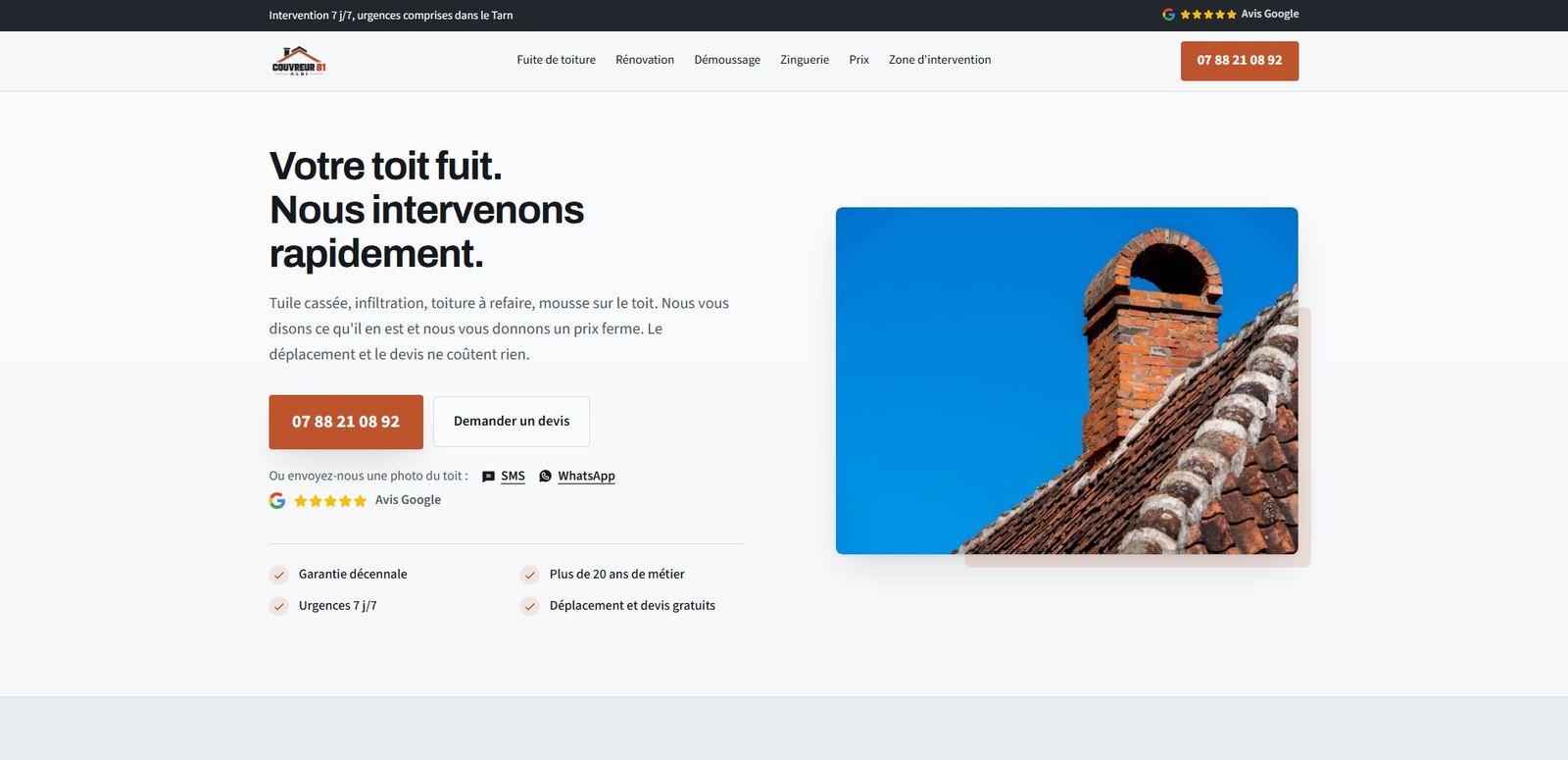 Site internet réalisé pour Couvreur 81