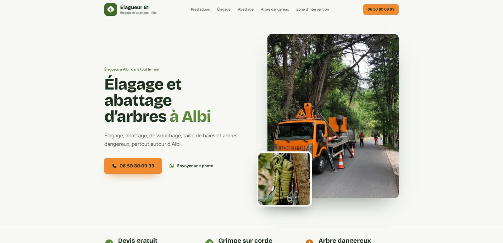 Site internet réalisé pour Élagueur 81
