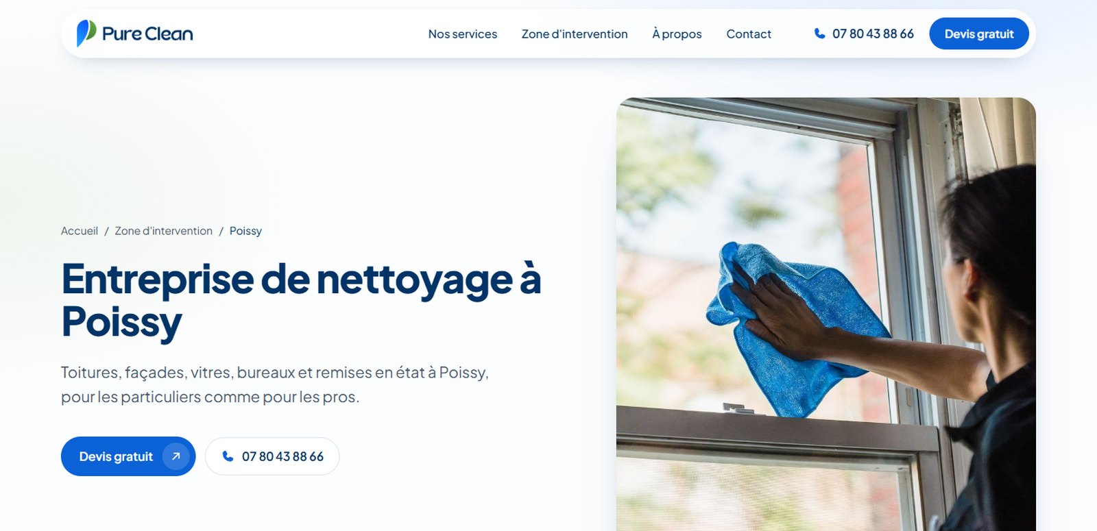 La page Poissy du site de Pure Clean