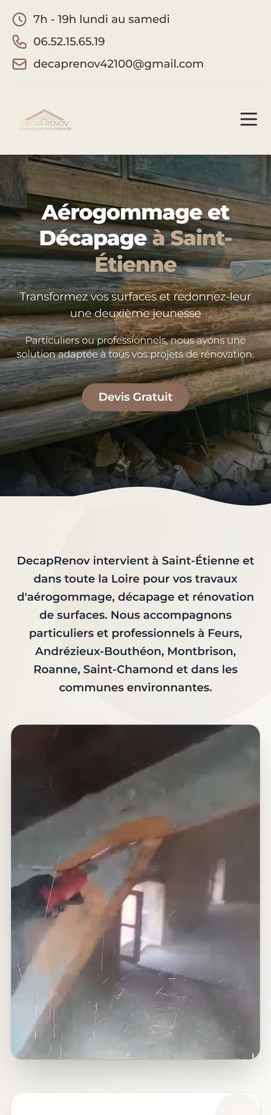 Le même site sur téléphone