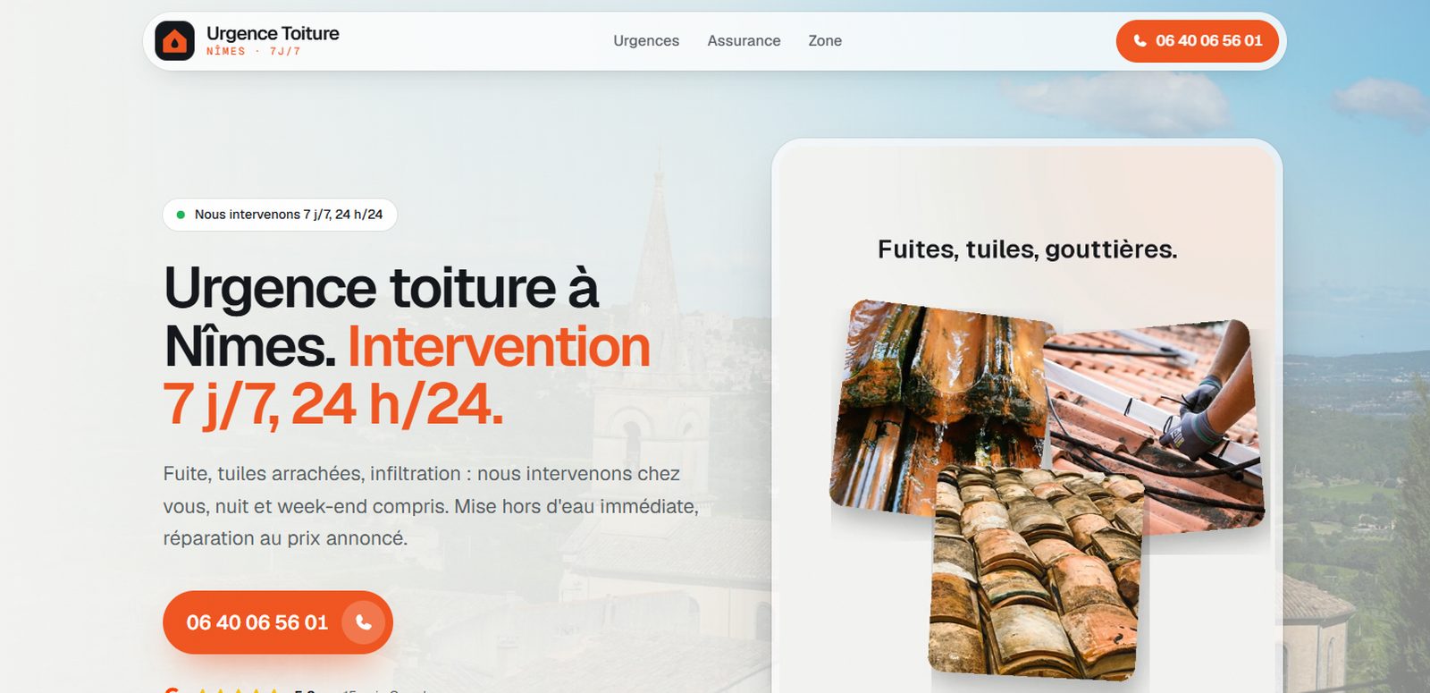 Site internet réalisé pour Urgence Toiture Nîmes